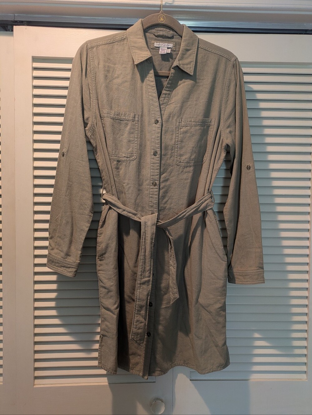 Carbon 2 Cobalt Shirt Dress with Tie Belt - Olive Green Medium Excellent Condit